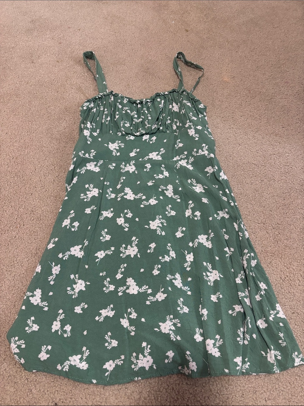 Altar'd State Green Floral Sundress with White Flowers